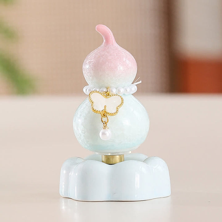Buddha Stones Keramische vlinderpompoen, draaiend, Mindfulness woondecoratie. - Roze kalebas + witte vlinder + roze basis - image 23