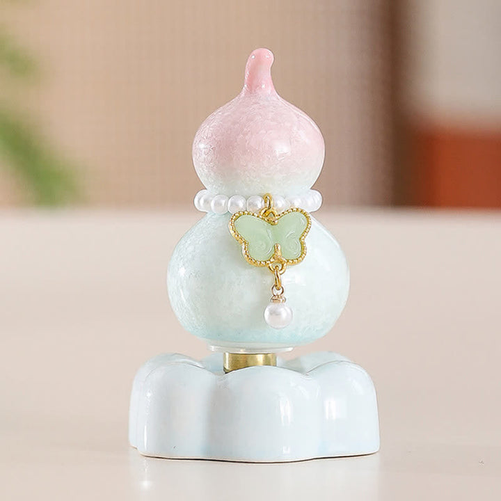 Buddha Stones Keramische vlinderpompoen, draaiend, Mindfulness woondecoratie. - Pompoenroze + lichtgroene vlinder + roze basis - image 11