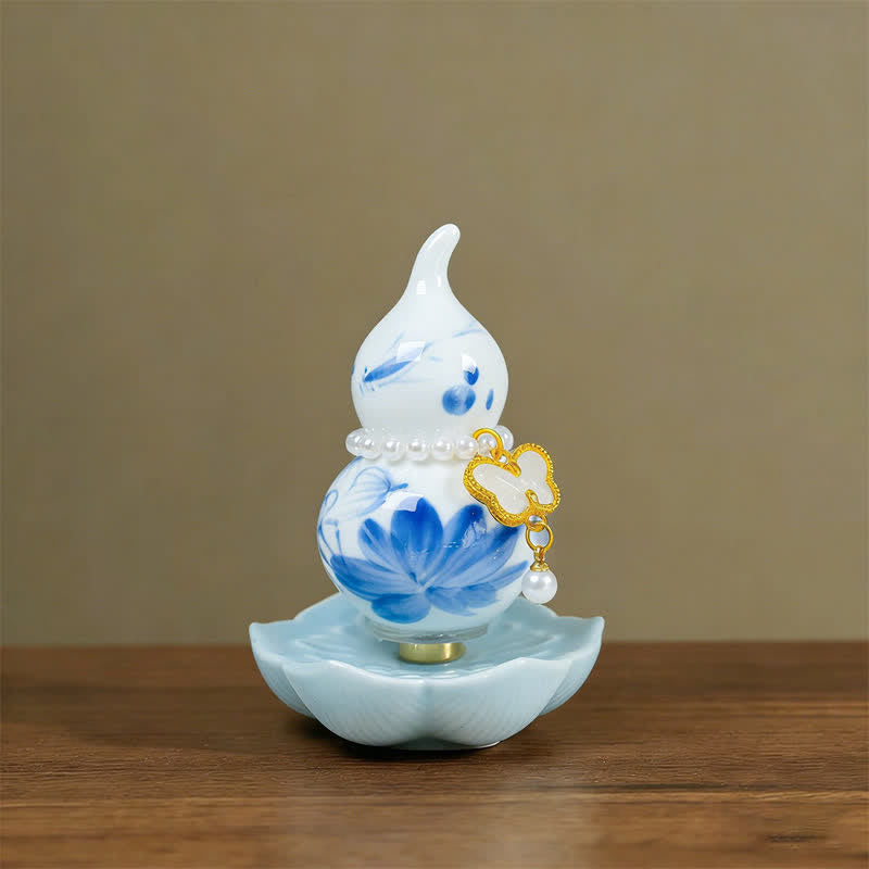 Buddha Stones Handbeschilderde keramische pioenroos Mindfulness woondecoratie. - Blauwe porseleinen lotus - Ca. 6*8 cm (willekeurig accessoire) - image 0
