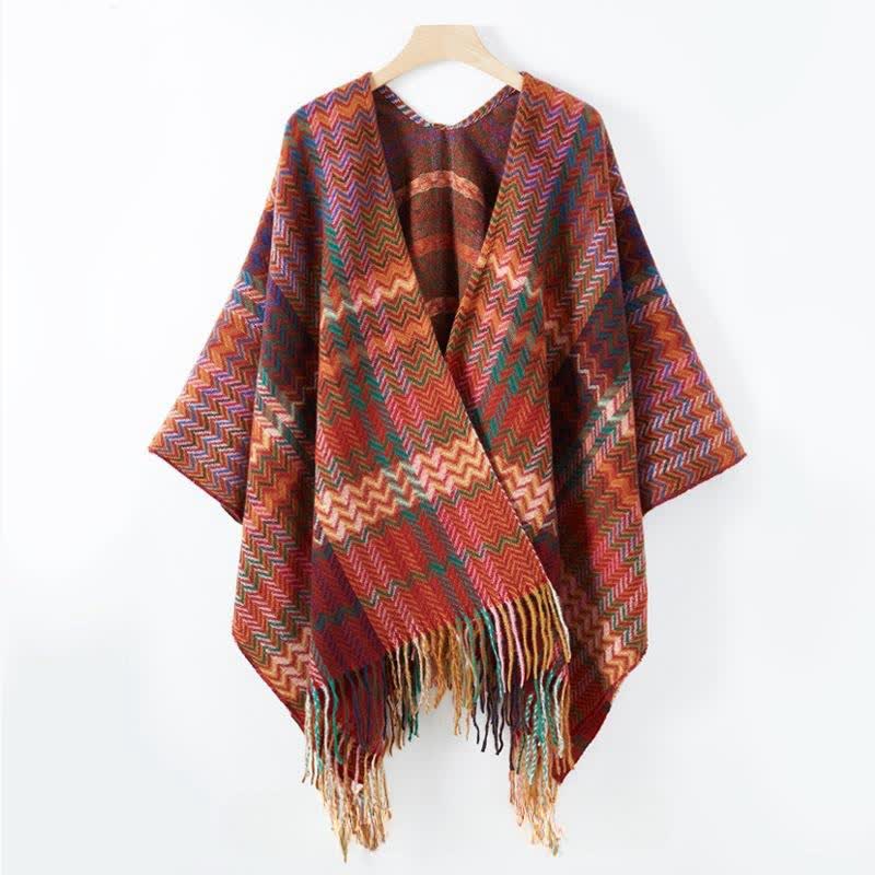 Buddha Stones Herfst/Winter Boho Sjaal met Golvende Strepen en Sjaal (groot) voor Dames - image 12