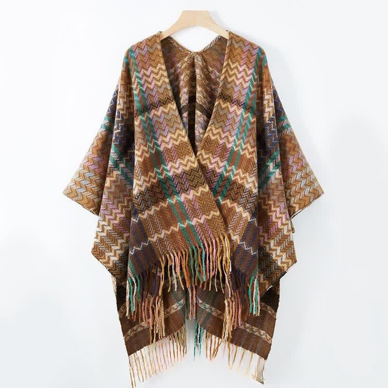 Buddha Stones Herfst/Winter Boho Sjaal met Golvende Strepen en Sjaal (groot) voor Dames - image 17