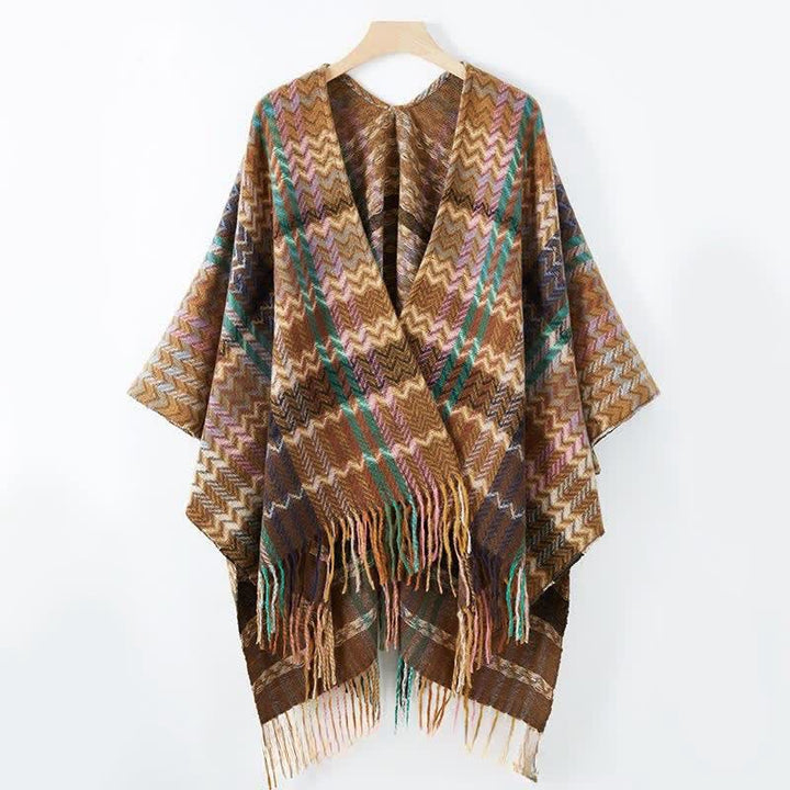 Buddha Stones Herfst/Winter Boho Sjaal met Golvende Strepen en Sjaal (groot) voor Dames - image 17