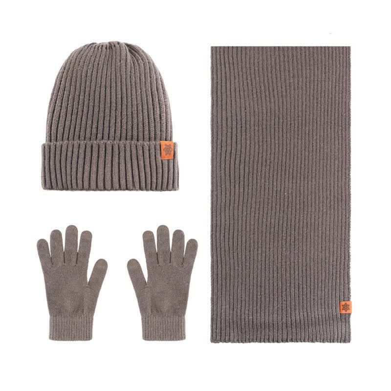 Buddha Stones 3-delige winterse gebreide sjaal, muts en handschoenen, perfect als cadeau voor heren. - 3 stuks geribbelde bruine - image 12