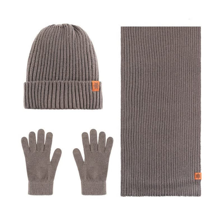 Buddha Stones 3-delige winterse gebreide sjaal, muts en handschoenen, perfect als cadeau voor heren. - 3 stuks geribbelde bruine - image 12