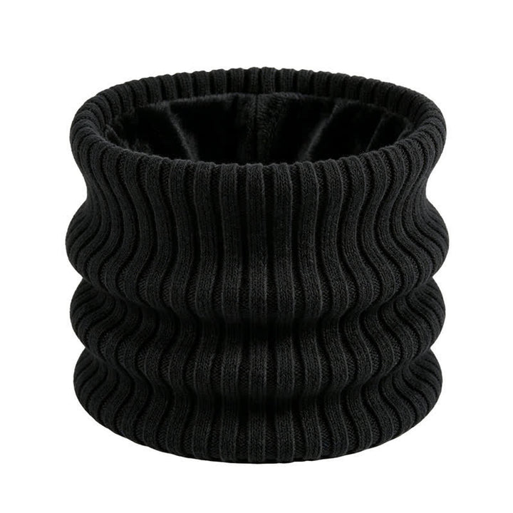 Buddha Stones Winterse geribbelde gebreide nekwarmer met fleecevoering voor heren - Zwart - image 6