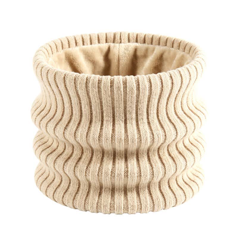 Buddha Stones Winterse geribbelde gebreide nekwarmer met fleecevoering voor heren - Beige - image 7