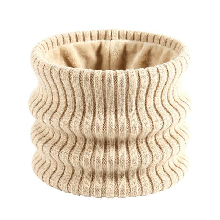 Buddha Stones Winterse geribbelde gebreide nekwarmer met fleecevoering voor heren - Beige - image 7