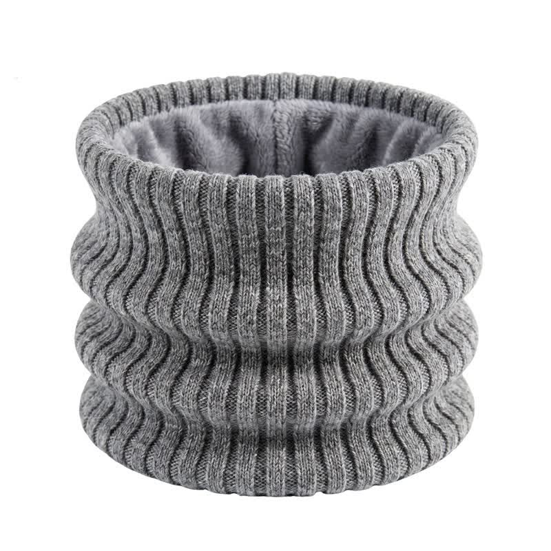 Buddha Stones Winterse geribbelde gebreide nekwarmer met fleecevoering voor heren - Donkergrijs - image 1