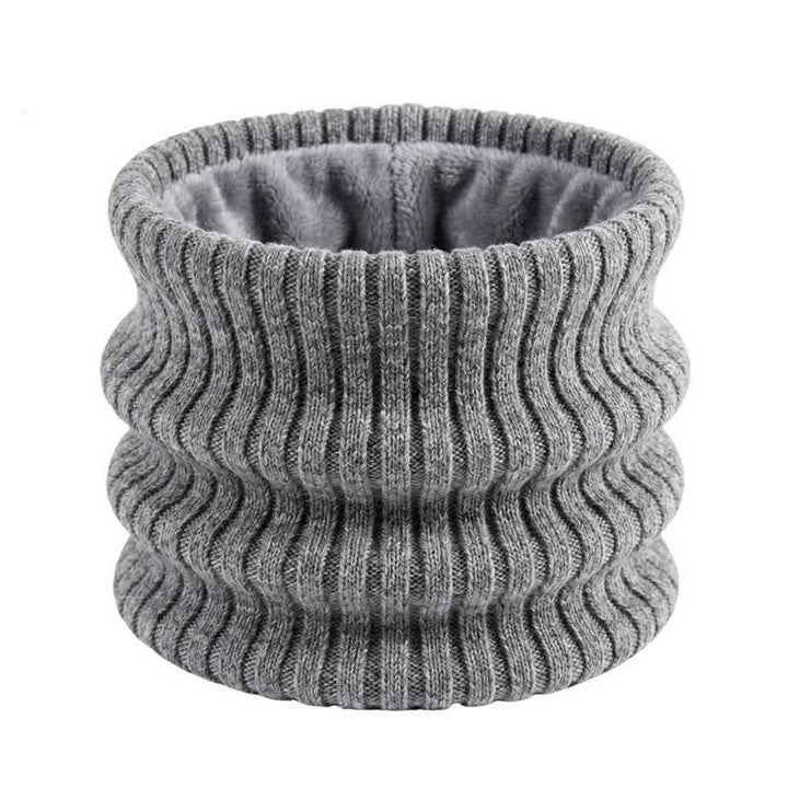 Buddha Stones Winterse geribbelde gebreide nekwarmer met fleecevoering voor heren - Donkergrijs - image 1