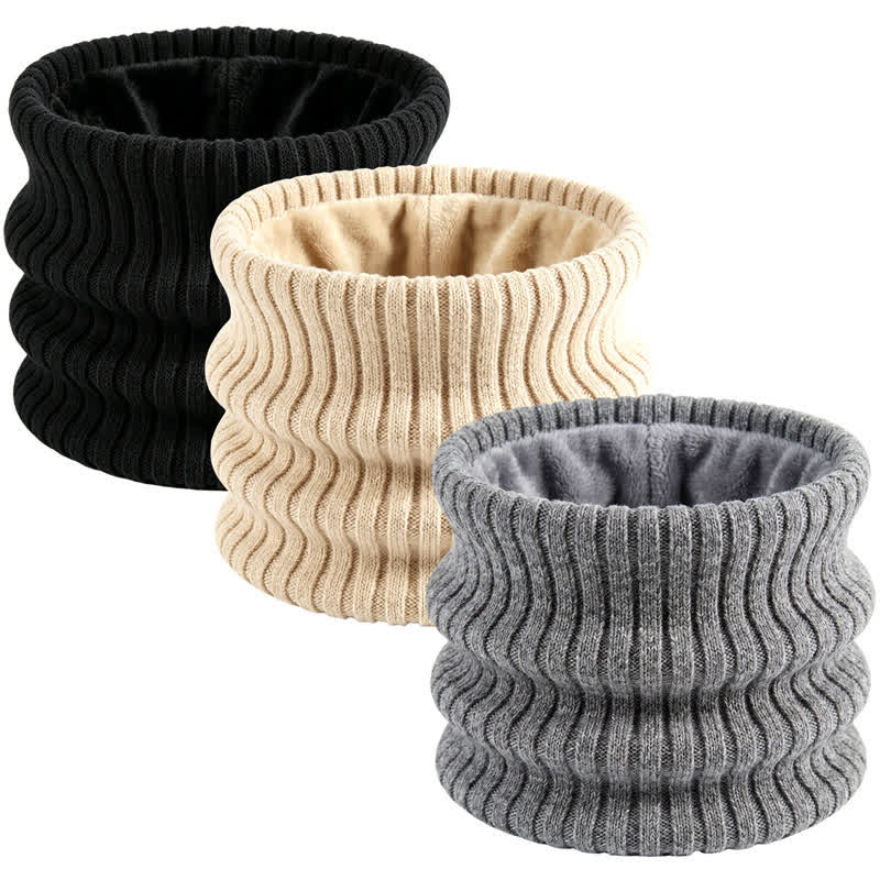 Buddha Stones Winterse geribbelde gebreide nekwarmer met fleecevoering voor heren - image 0