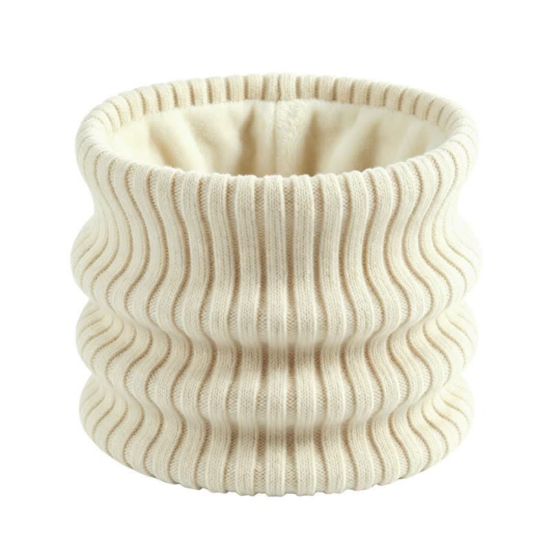 Buddha Stones Winterse geribbelde gebreide nekwarmer met fleecevoering voor heren - Antiek wit - image 11