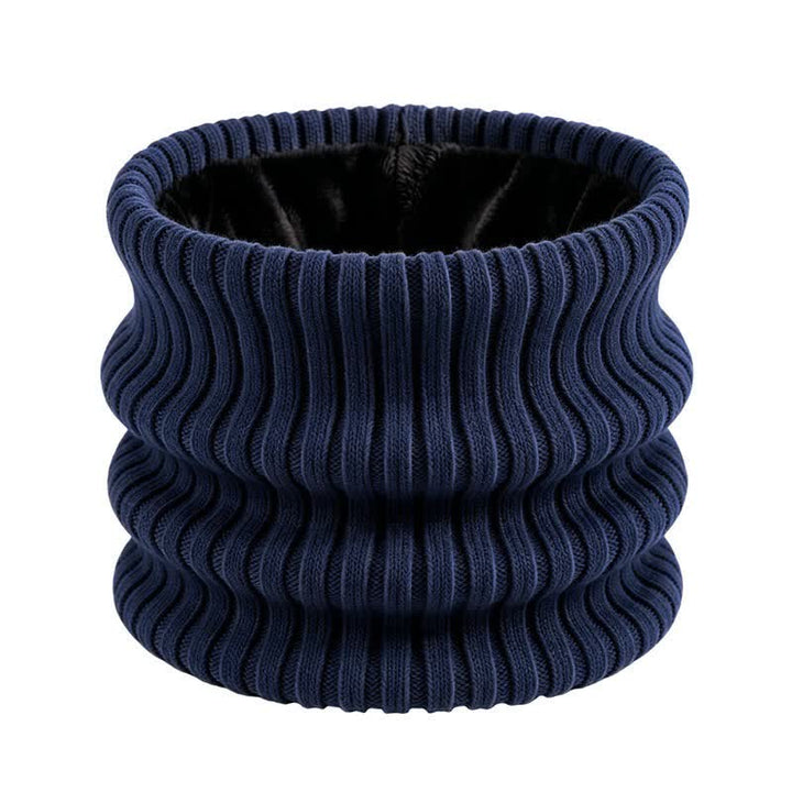 Buddha Stones Winterse geribbelde gebreide nekwarmer met fleecevoering voor heren - Marine - image 14