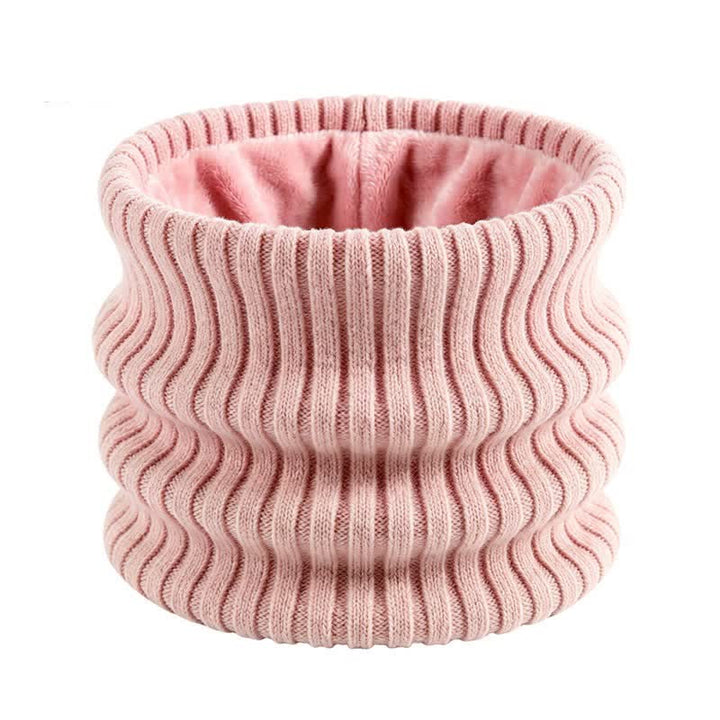 Buddha Stones Winterse geribbelde gebreide nekwarmer met fleecevoering voor heren - Lichtroze - image 9