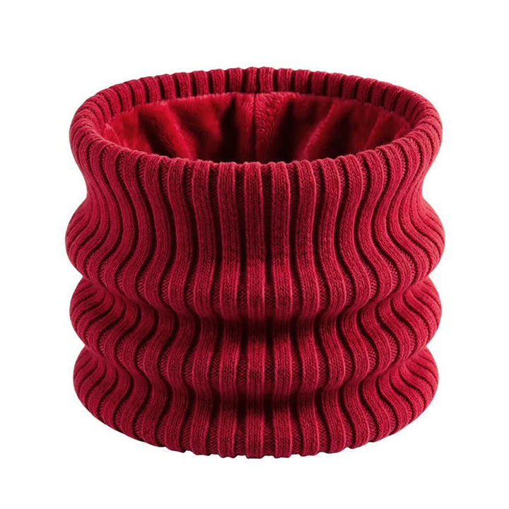 Buddha Stones Winterse geribbelde gebreide nekwarmer met fleecevoering voor heren - Karmozijnrood - image 10