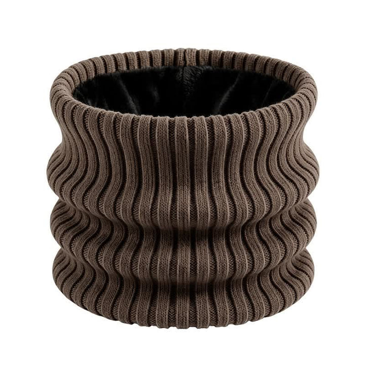 Buddha Stones Winterse geribbelde gebreide nekwarmer met fleecevoering voor heren - Zadelbruin - image 13