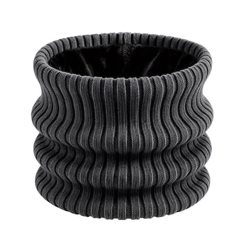 Buddha Stones Winterse geribbelde gebreide nekwarmer met fleecevoering voor heren - Donker leigrijs - image 12