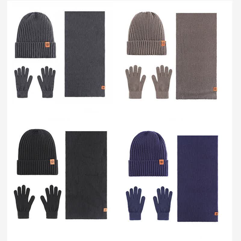 Buddha Stones 3-delige winterse gebreide sjaal, muts en handschoenen, perfect als cadeau voor heren. - image 14