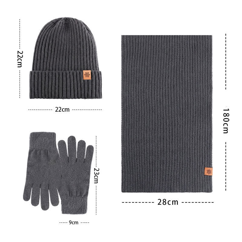Buddha Stones 3-delige winterse gebreide sjaal, muts en handschoenen, perfect als cadeau voor heren. - image 11