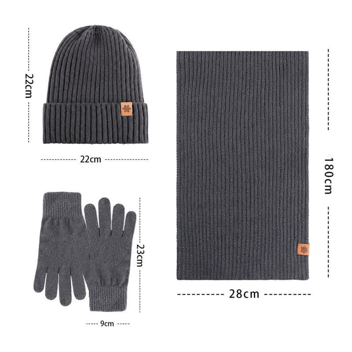 Buddha Stones 3-delige winterse gebreide sjaal, muts en handschoenen, perfect als cadeau voor heren. - image 11