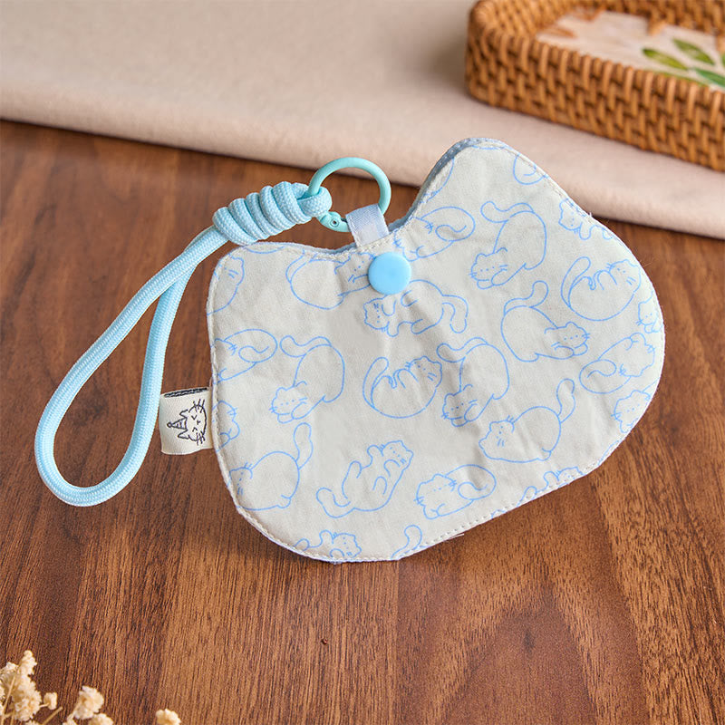 Buddha Stones Portemonnee met geel-wit kattenpootafdrukjes en schattige drukknoopsluiting - image 8
