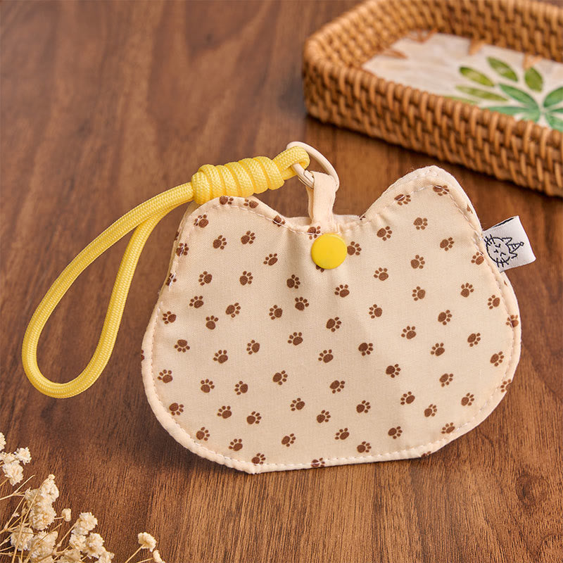 Buddha Stones Portemonnee met geel-wit kattenpootafdrukjes en schattige drukknoopsluiting - image 1