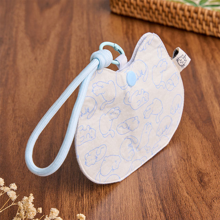 Buddha Stones Portemonnee met geel-wit kattenpootafdrukjes en schattige drukknoopsluiting - image 7