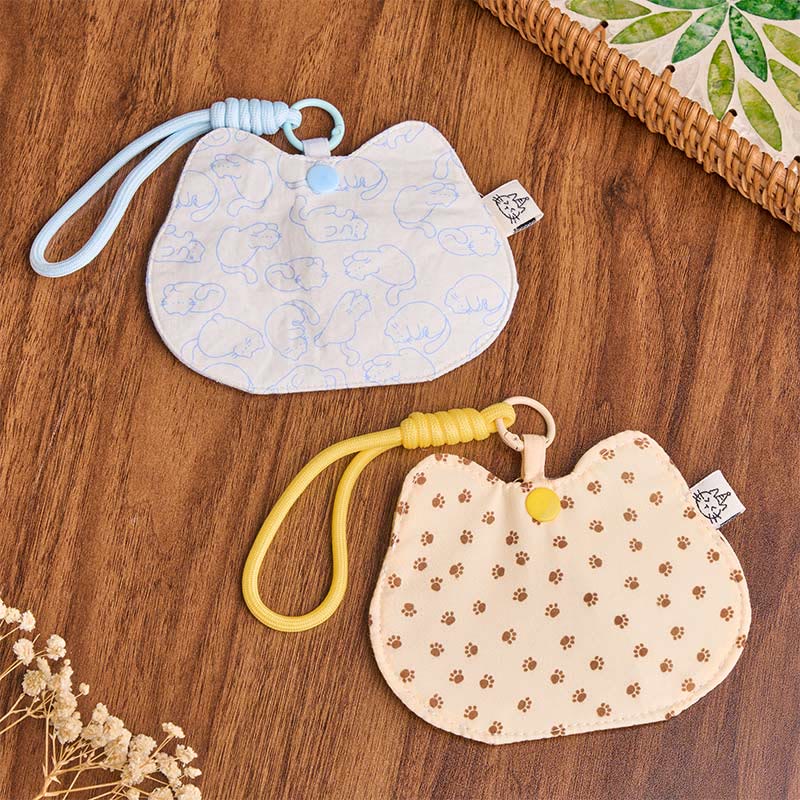 Buddha Stones Portemonnee met geel-wit kattenpootafdrukjes en schattige drukknoopsluiting - 2 portemonnees (ongeveer 13 x 10 cm) - image 10