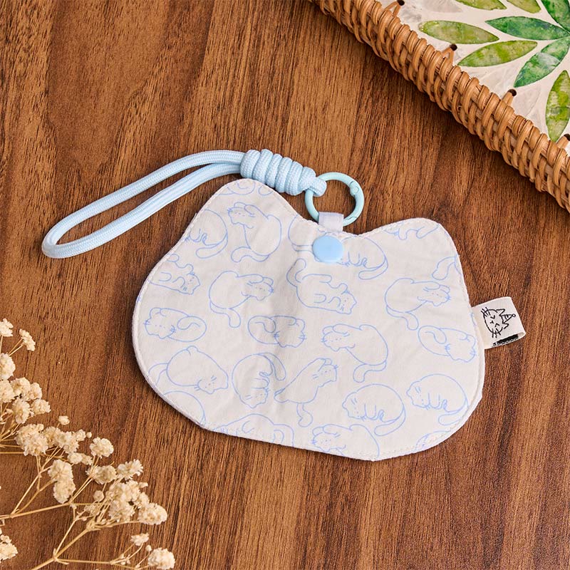 Buddha Stones Portemonnee met geel-wit kattenpootafdrukjes en schattige drukknoopsluiting - Patroon met witte en blauw gestreepte kittens (ongeveer 13 x 10 cm) - image 5