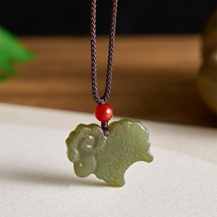 Buddha Stones Groene Hetian jade Chinese dierenriem geit hanger Ketting - image 3