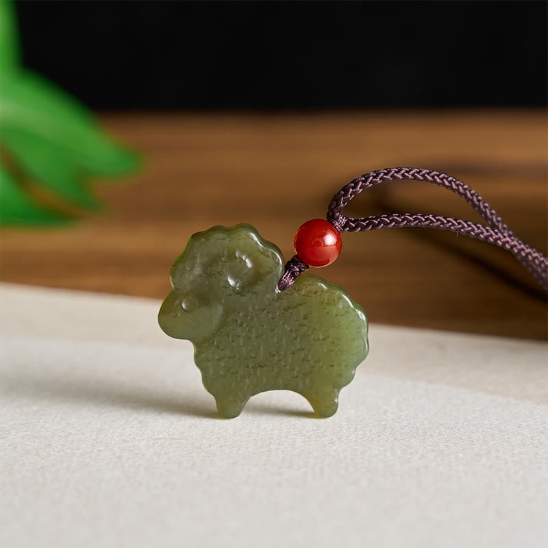 Buddha Stones Groene Hetian jade Chinese dierenriem geit hanger Ketting - image 2