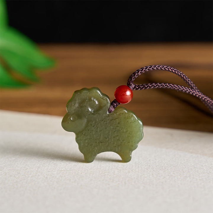 Buddha Stones Groene Hetian jade Chinese dierenriem geit hanger Ketting - image 2