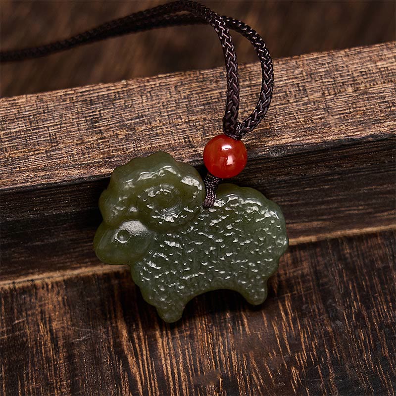 Buddha Stones Groene Hetian jade Chinese dierenriem geit hanger Ketting - image 7