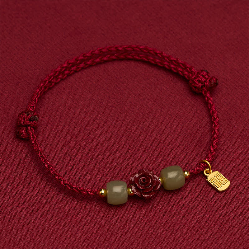 Buddha Stones Cinnabar Fu Karakter Roze Rode String Armband - image 4