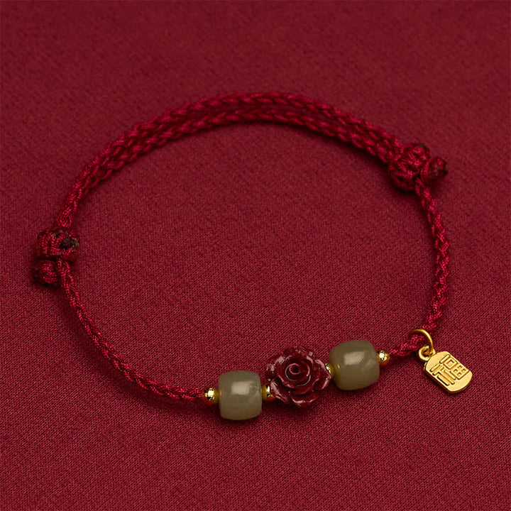 Buddha Stones Cinnabar Fu Karakter Roze Rode String Armband - image 4
