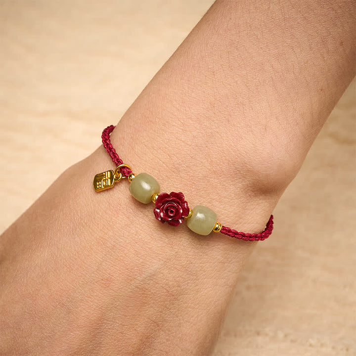 Buddha Stones Cinnabar Fu Karakter Roze Rode String Armband - image 5