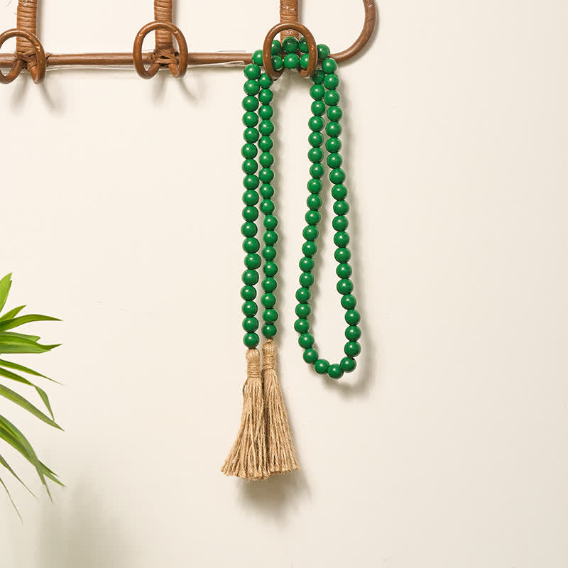 Buddha Stones Groene, verweerde houten kralenkwastjes, Mindfulness woondecoratie. - image 6