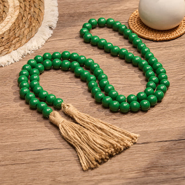 Buddha Stones Groene, verweerde houten kralenkwastjes, Mindfulness woondecoratie. - image 3