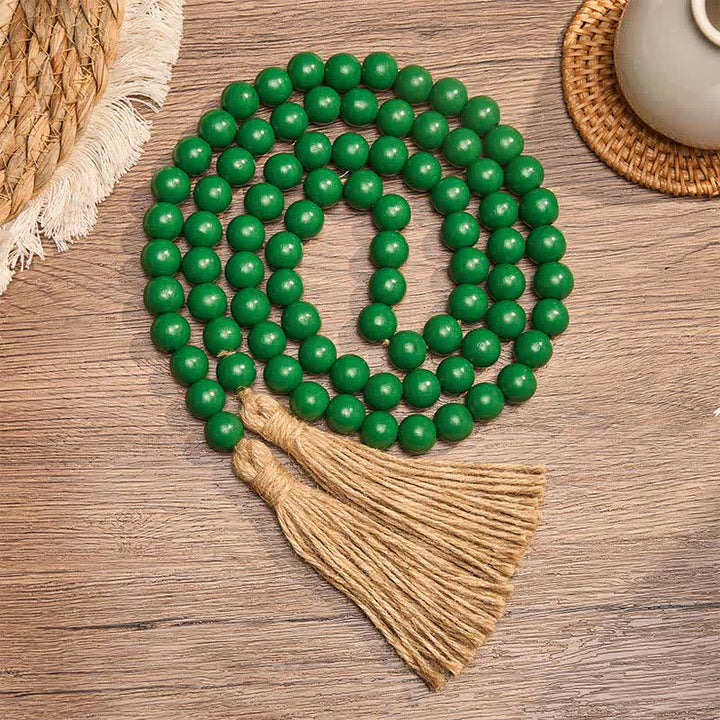Buddha Stones Groene, verweerde houten kralenkwastjes, Mindfulness woondecoratie. - Hout - image 0