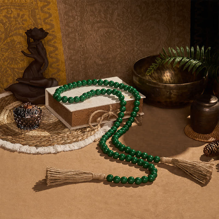 Buddha Stones Groene, verweerde houten kralenkwastjes, Mindfulness woondecoratie. - image 2