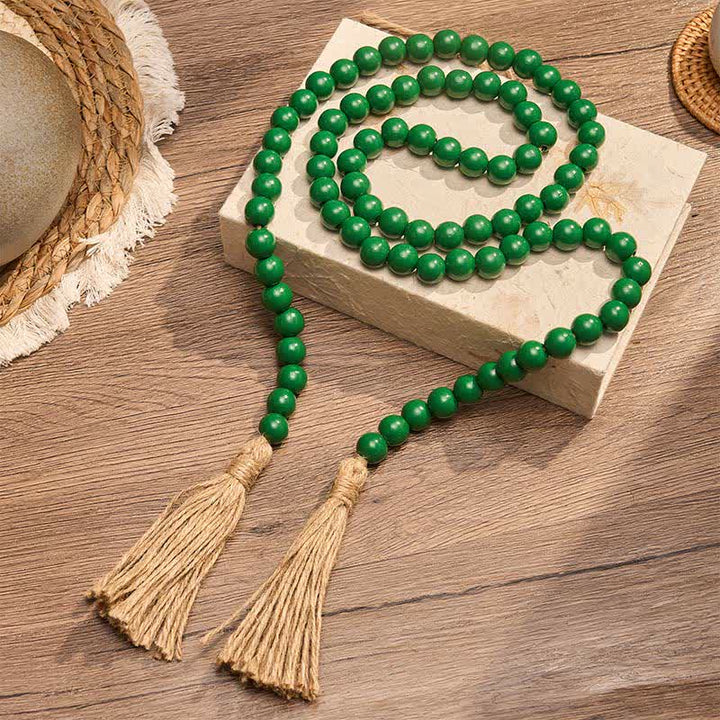 Buddha Stones Groene, verweerde houten kralenkwastjes, Mindfulness woondecoratie. - image 1