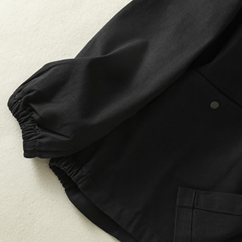 Buddha Stones Casual damesjas met knoopsluiting en Zakken voor de herfst, effen kleur. - image 13