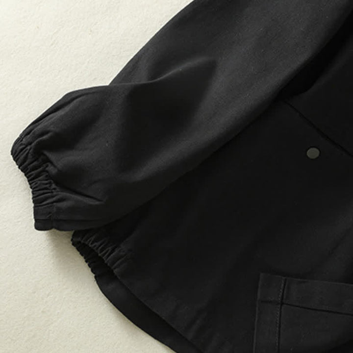 Buddha Stones Casual damesjas met knoopsluiting en Zakken voor de herfst, effen kleur. - image 13