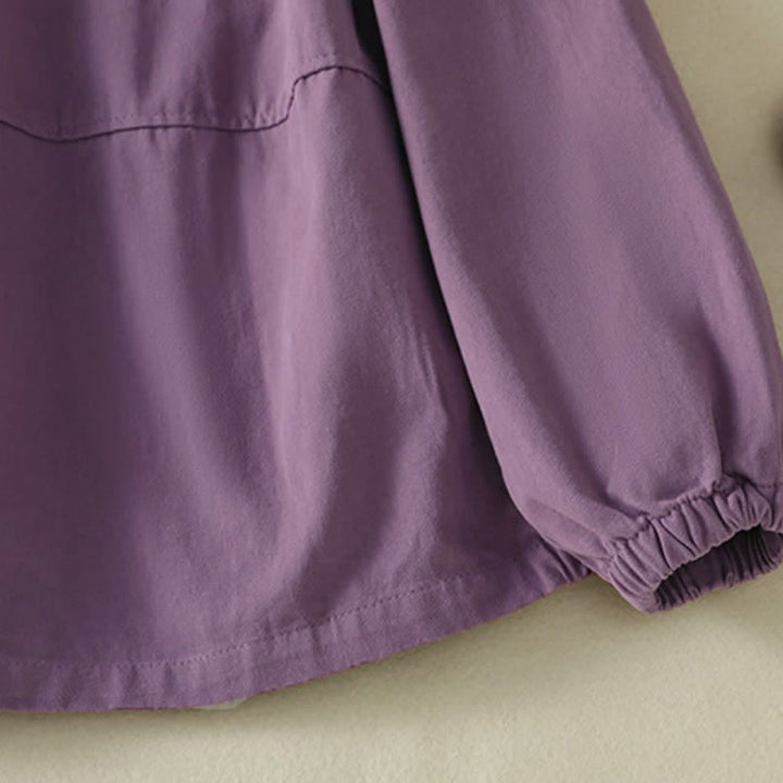 Buddha Stones Casual damesjas met knoopsluiting en Zakken voor de herfst, effen kleur. - image 23