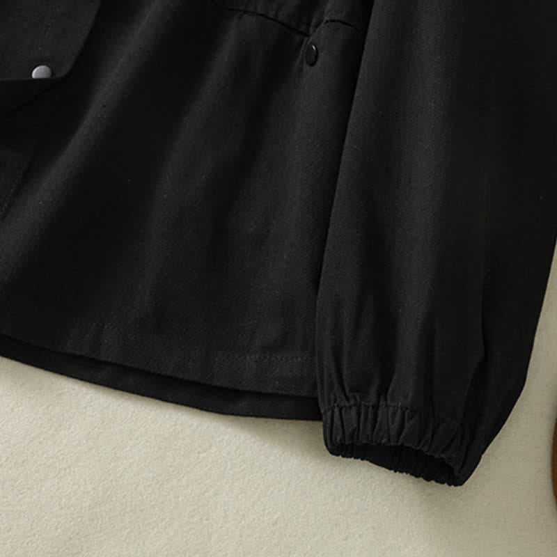 Buddha Stones Casual damesjas met knoopsluiting en Zakken voor de herfst, effen kleur. - image 15