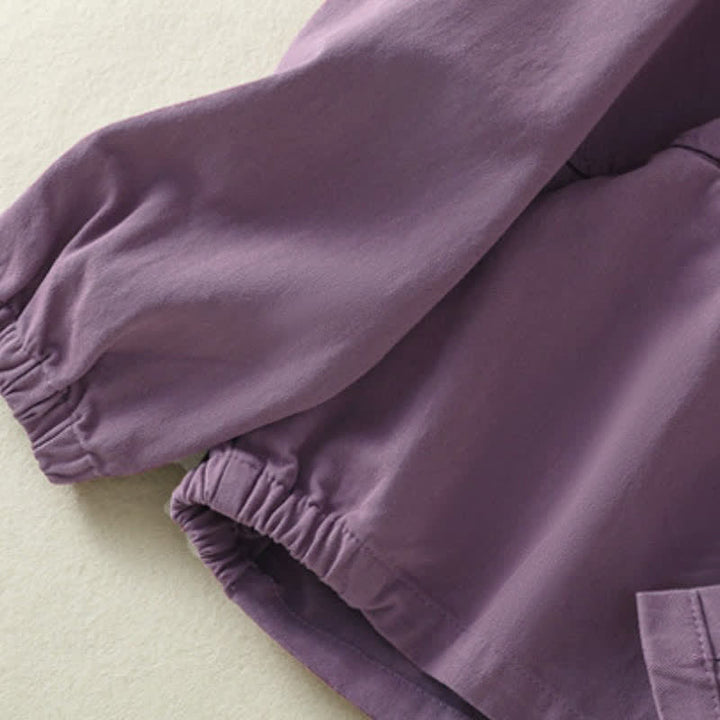Buddha Stones Casual damesjas met knoopsluiting en Zakken voor de herfst, effen kleur. - image 21
