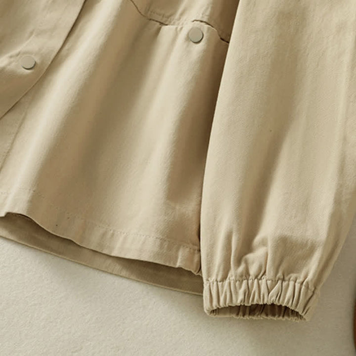 Buddha Stones Casual damesjas met knoopsluiting en Zakken voor de herfst, effen kleur. - image 31
