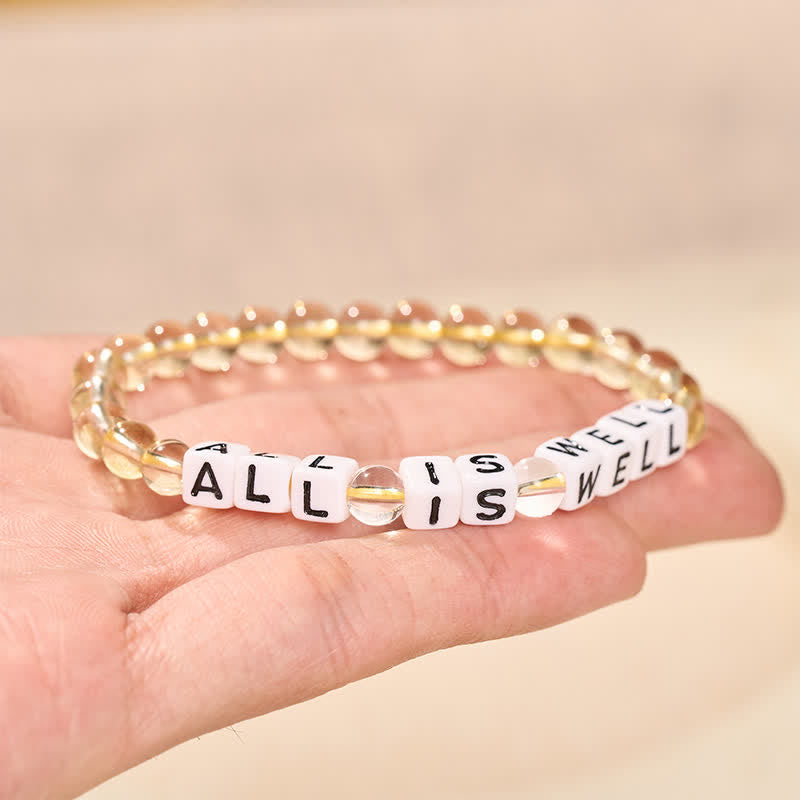 Buddha Stones Citrien heldere kwarts ALL IS WELL letters kralen Armband - image 2