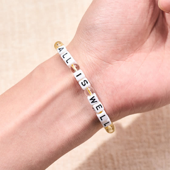 Buddha Stones Citrien heldere kwarts ALL IS WELL letters kralen Armband - image 3