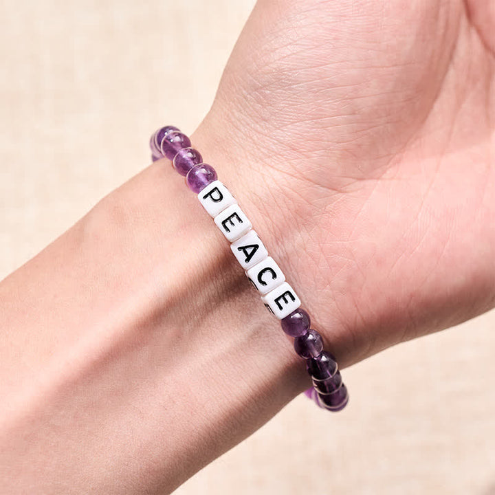 Buddha Stones Amethist PEACE-letterkralen Armband - image 3