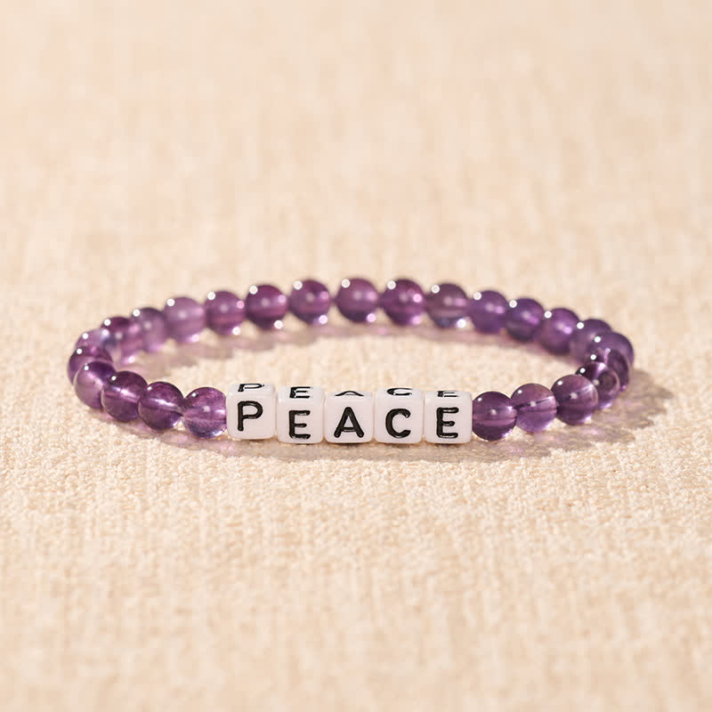 Buddha Stones Amethist PEACE-letterkralen Armband - image 1